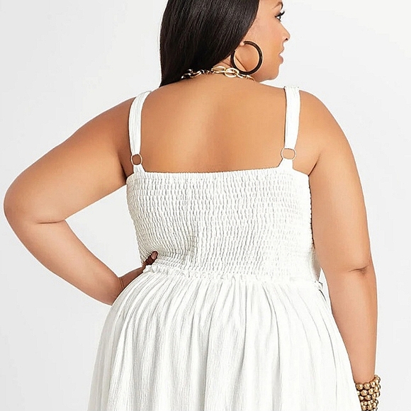WHITE HOT ☆ GAUZE TIERED MIDI SUMMER DRESS ☆ NWT - Picture 5 of 9